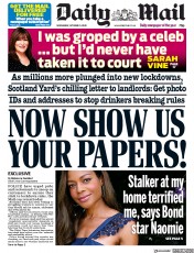 Daily Mail () Newspaper Front Page for 21 October 2020