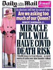 Daily Mail () Newspaper Front Page for 21 October 2021