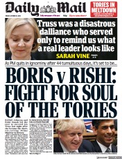 Daily Mail () Newspaper Front Page for 21 October 2022