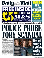 Daily Mail () Newspaper Front Page for 21 November 2015