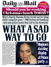Daily Mail () Newspaper Front Page for 21 December 2017