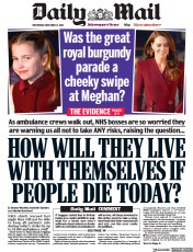 Daily Mail () Newspaper Front Page for 21 December 2022