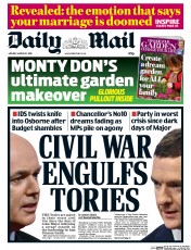 Daily Mail () Newspaper Front Page for 21 March 2016