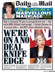 Daily Mail () Newspaper Front Page for 21 March 2019