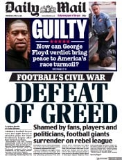 Daily Mail () Newspaper Front Page for 21 April 2021