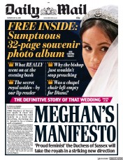 Daily Mail () Newspaper Front Page for 21 May 2018