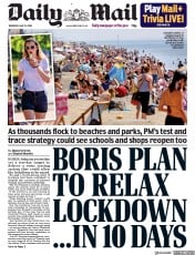 Daily Mail () Newspaper Front Page for 21 May 2020