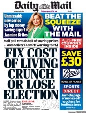 Daily Mail () Newspaper Front Page for 21 May 2022