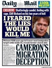 Daily Mail () Newspaper Front Page for 21 June 2016