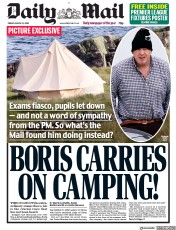 Daily Mail () Newspaper Front Page for 21 August 2020