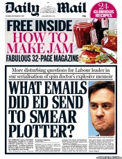 Daily Mail () Newspaper Front Page for 21 September 2013