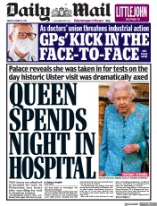 Daily Mail () Newspaper Front Page for 22 October 2021