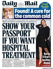 Daily Mail () Newspaper Front Page for 22 November 2016