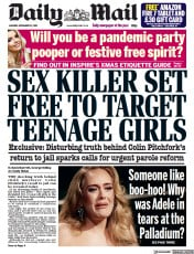Daily Mail () Newspaper Front Page for 22 November 2021