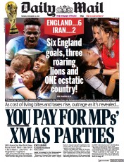 Daily Mail () Newspaper Front Page for 22 November 2022
