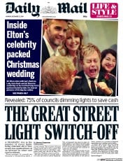 Daily Mail () Newspaper Front Page for 22 December 2014