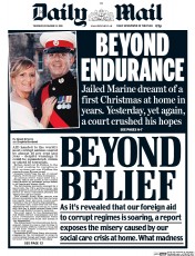 Daily Mail () Newspaper Front Page for 22 December 2016