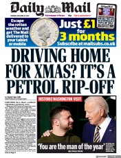 Daily Mail () Newspaper Front Page for 22 December 2022