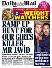 Daily Mail () Newspaper Front Page for 22 January 2019