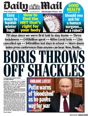 Daily Mail () Newspaper Front Page for 22 February 2022