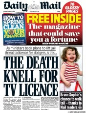 Daily Mail () Newspaper Front Page for 22 March 2014