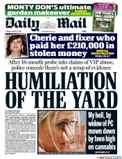 Daily Mail () Newspaper Front Page for 22 March 2016