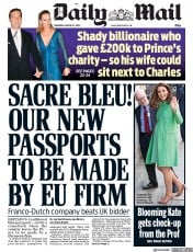 Daily Mail () Newspaper Front Page for 22 March 2018
