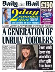 Daily Mail () Newspaper Front Page for 22 April 2013