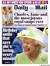 Daily Mail () Newspaper Front Page for 22 April 2016