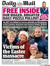 Daily Mail () Newspaper Front Page for 22 April 2019