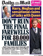 Daily Mail () Newspaper Front Page for 22 April 2021