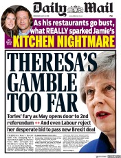 Daily Mail () Newspaper Front Page for 22 May 2019