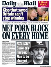 Daily Mail () Newspaper Front Page for 22 July 2013
