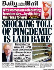 Daily Mail () Newspaper Front Page for 22 July 2021