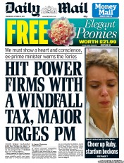 Daily Mail () Newspaper Front Page for 23 October 2013