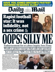 Daily Mail () Newspaper Front Page for 23 October 2014