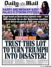 Daily Mail () Newspaper Front Page for 23 October 2019