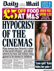 Daily Mail () Newspaper Front Page for 23 November 2015