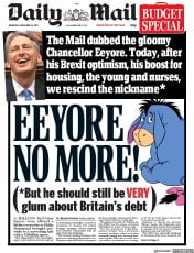 Daily Mail () Newspaper Front Page for 23 November 2017