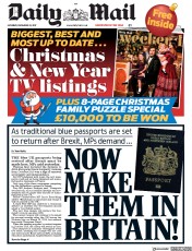 Daily Mail () Newspaper Front Page for 23 December 2017