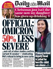 Daily Mail () Newspaper Front Page for 23 December 2021