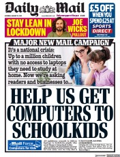 Daily Mail () Newspaper Front Page for 23 January 2021