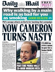 Daily Mail () Newspaper Front Page for 23 February 2016