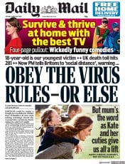 Daily Mail () Newspaper Front Page for 23 March 2020