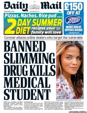 Daily Mail () Newspaper Front Page for 23 April 2013