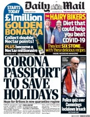 Daily Mail () Newspaper Front Page for 23 May 2020