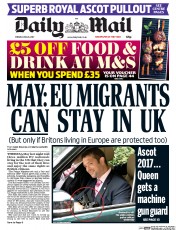 Daily Mail () Newspaper Front Page for 23 June 2017