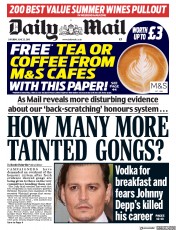Daily Mail () Newspaper Front Page for 23 June 2018