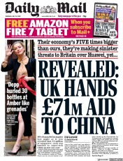 Daily Mail () Newspaper Front Page for 23 July 2020