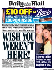 Daily Mail () Newspaper Front Page for 23 July 2022